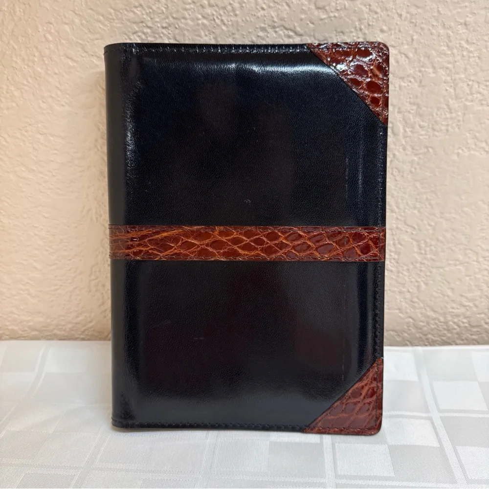 Charles Underwood Kid Leather Planner‎ Alligator Cognac Glazed Finish 6x8.5